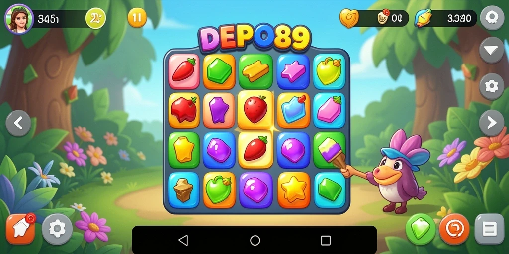 Tampilan gameplay seru dari DEPO89 dengan elemen Match-3 yang menarik.