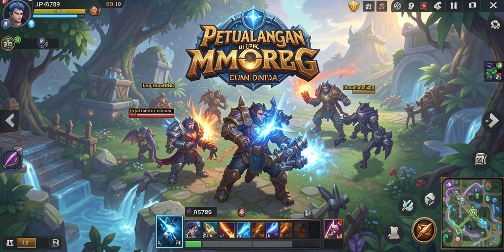 Screenshot gameplay JP6789 menampilkan pertarungan seru di dunia MMORPG.