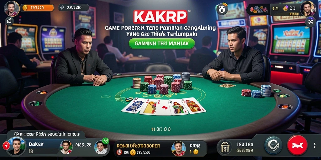 Tampilan gameplay KAKRP yang seru dan penuh tantangan di meja Poker.