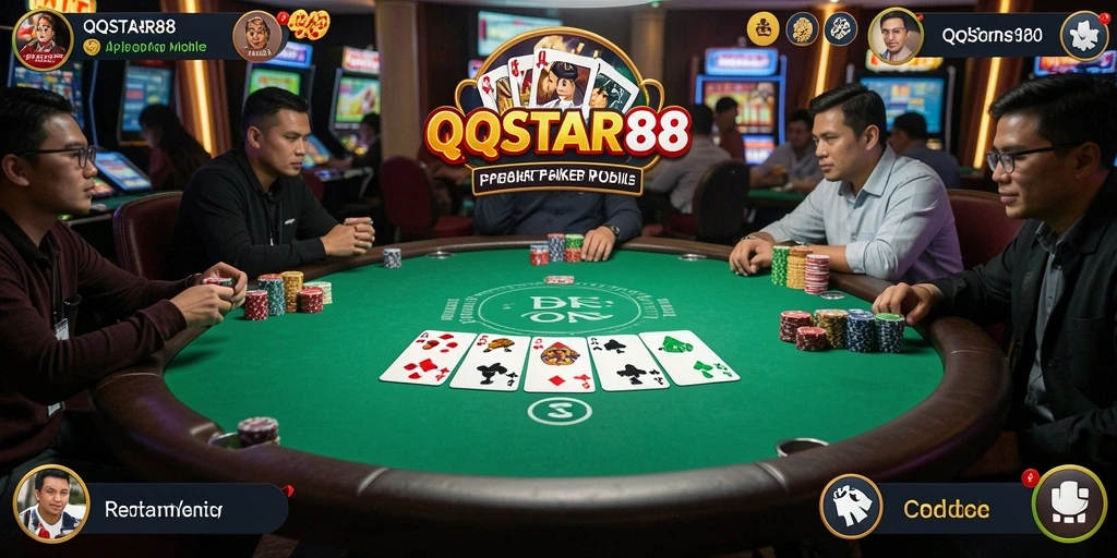 Screenshot gameplay poker yang seru dan kompetitif di QQSTAR88.
