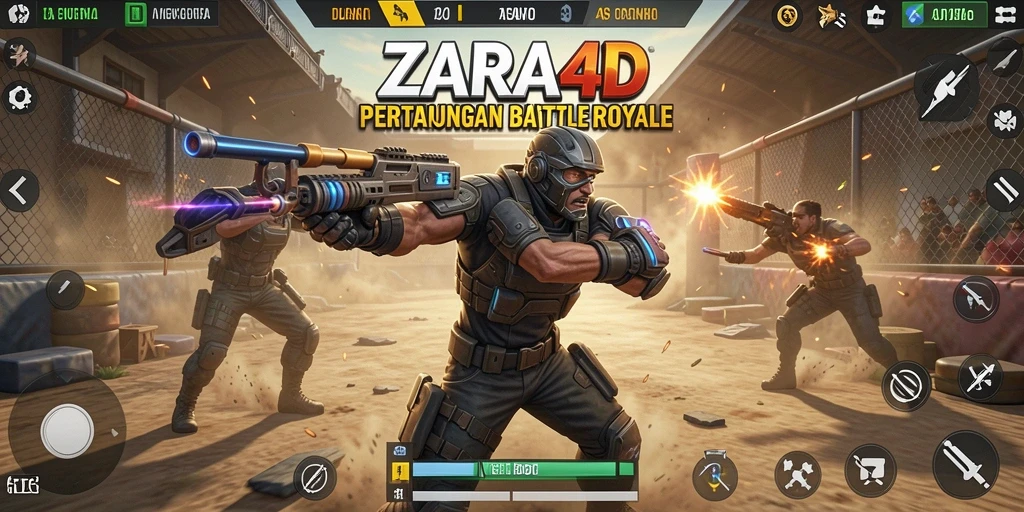 Tangkapan layar ZARA4D menampilkan aksi intens dalam gameplay Battle Royale.